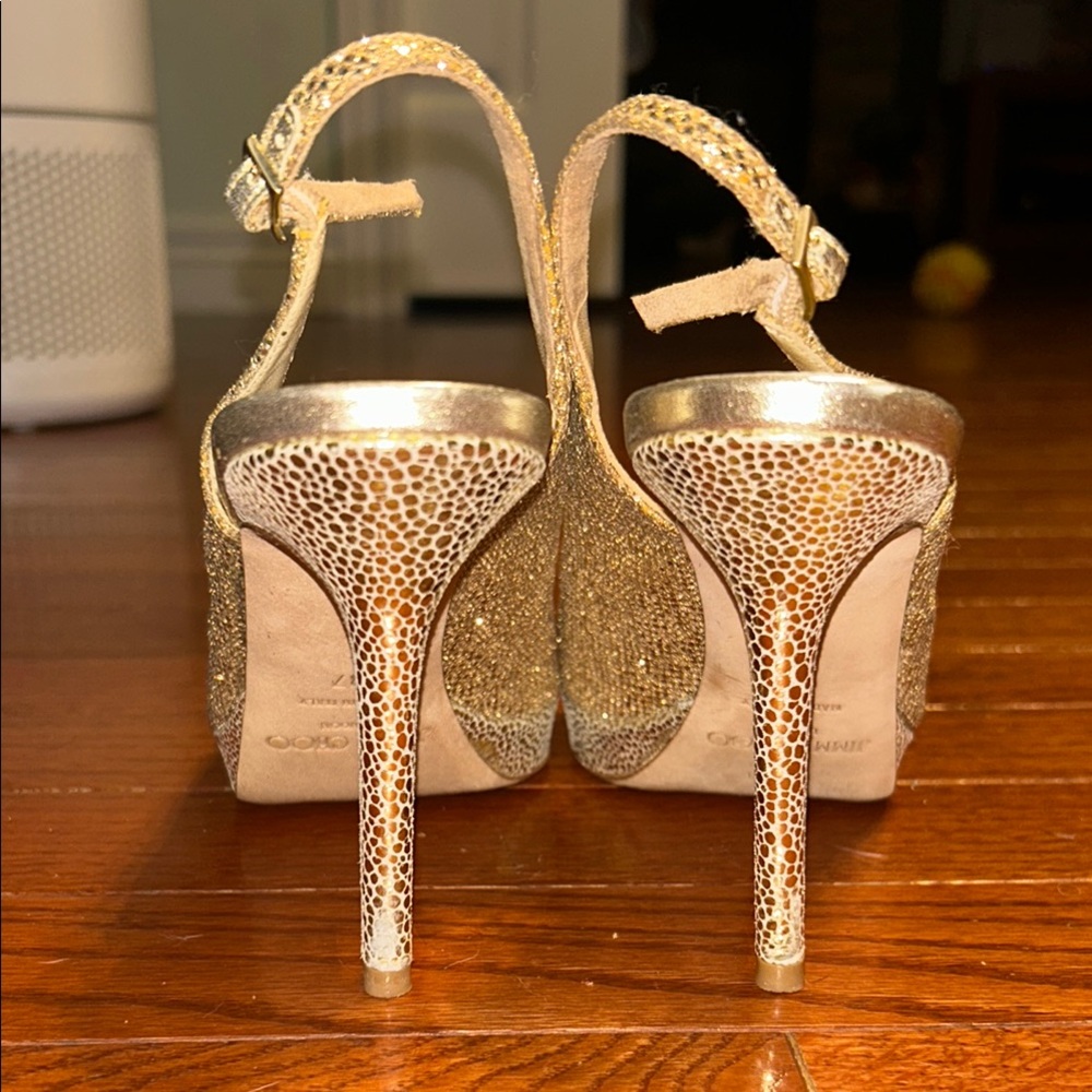 Jimmy Choo Glittering Gold Slingback Heels - Picture 5 of 14